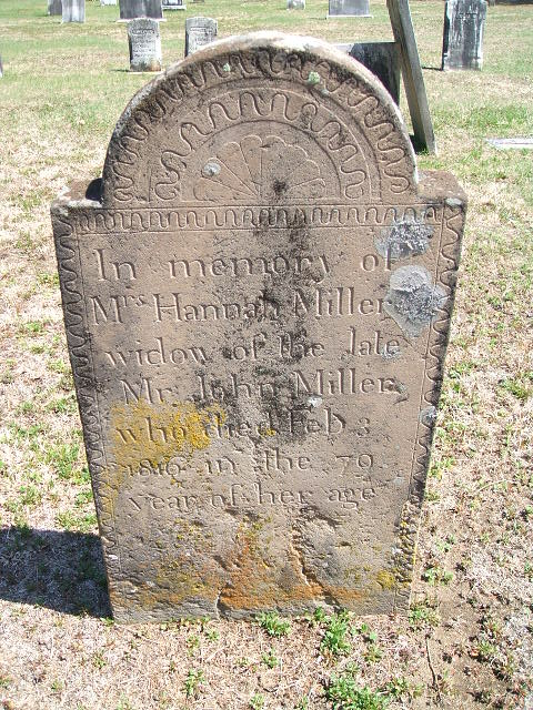The headstone of Hannah Bush Miller