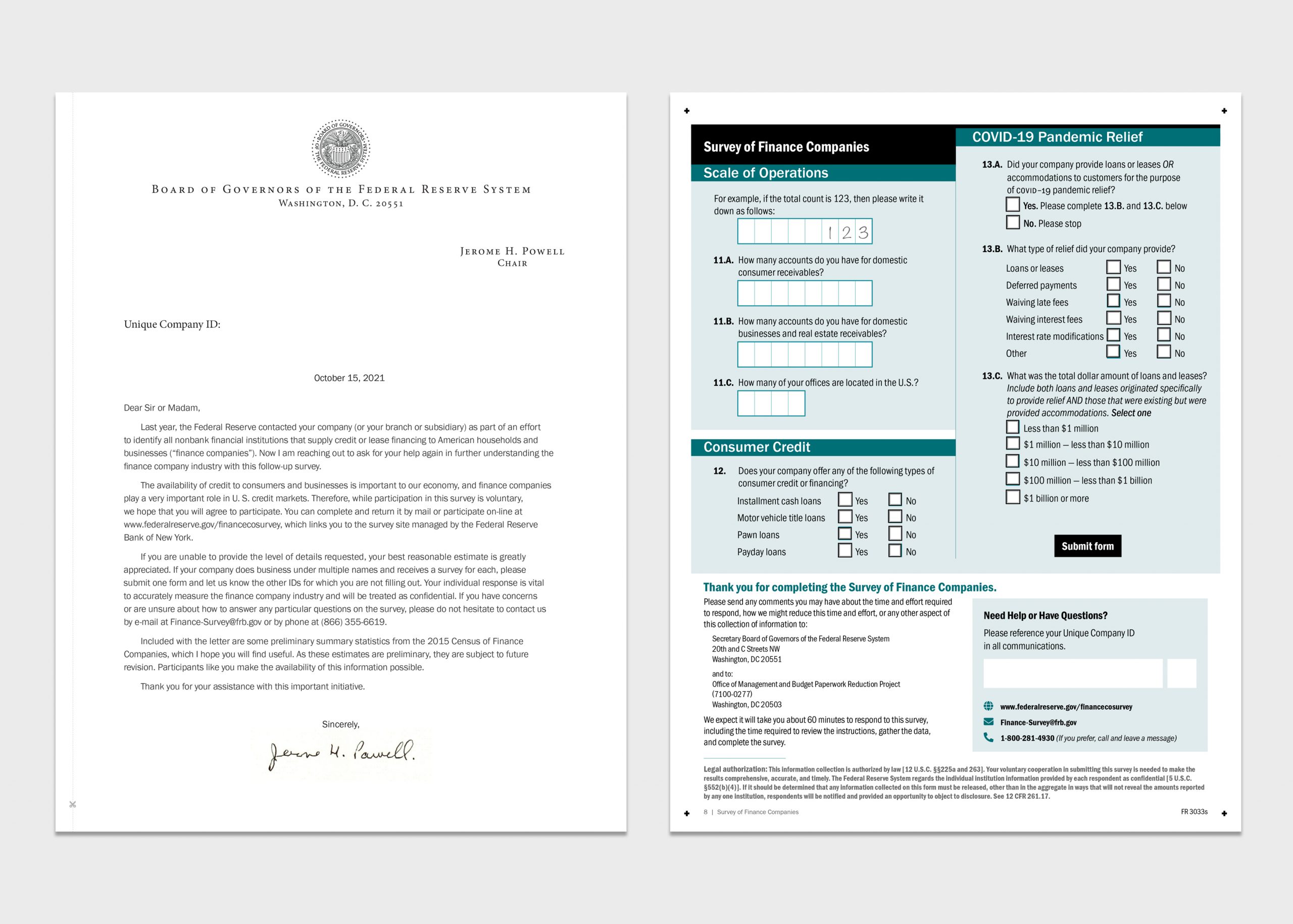 The front and back cover of the print version of the Survey of Financial Companies
